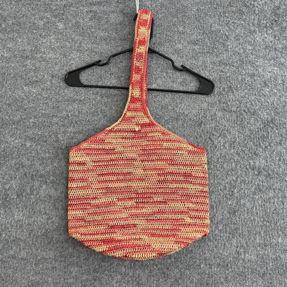 Helen Kaminski Raffia Shoulder Tote Bag Red Striped Crochet Market Minimalist